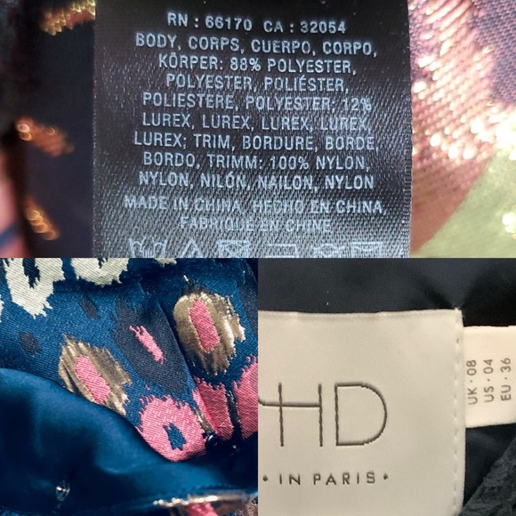 Anthropologie HD in Paris Yana Jacquard Peplum Top Blue Metallic Size 4 - Picture 16 of 16